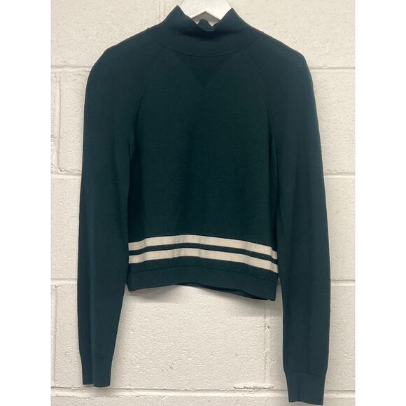 LNDR Sz XS/S Dark Green Wool Arctic Varsity Striped Turtleneck Sweater logo - Picture 3 of 5